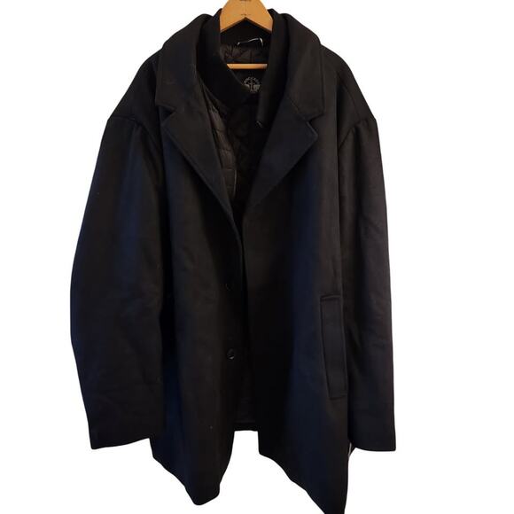 Dockers Men's Henry Wool Blend Top Coat Big & Tall Size Black, 4X - Picture 1 of 5